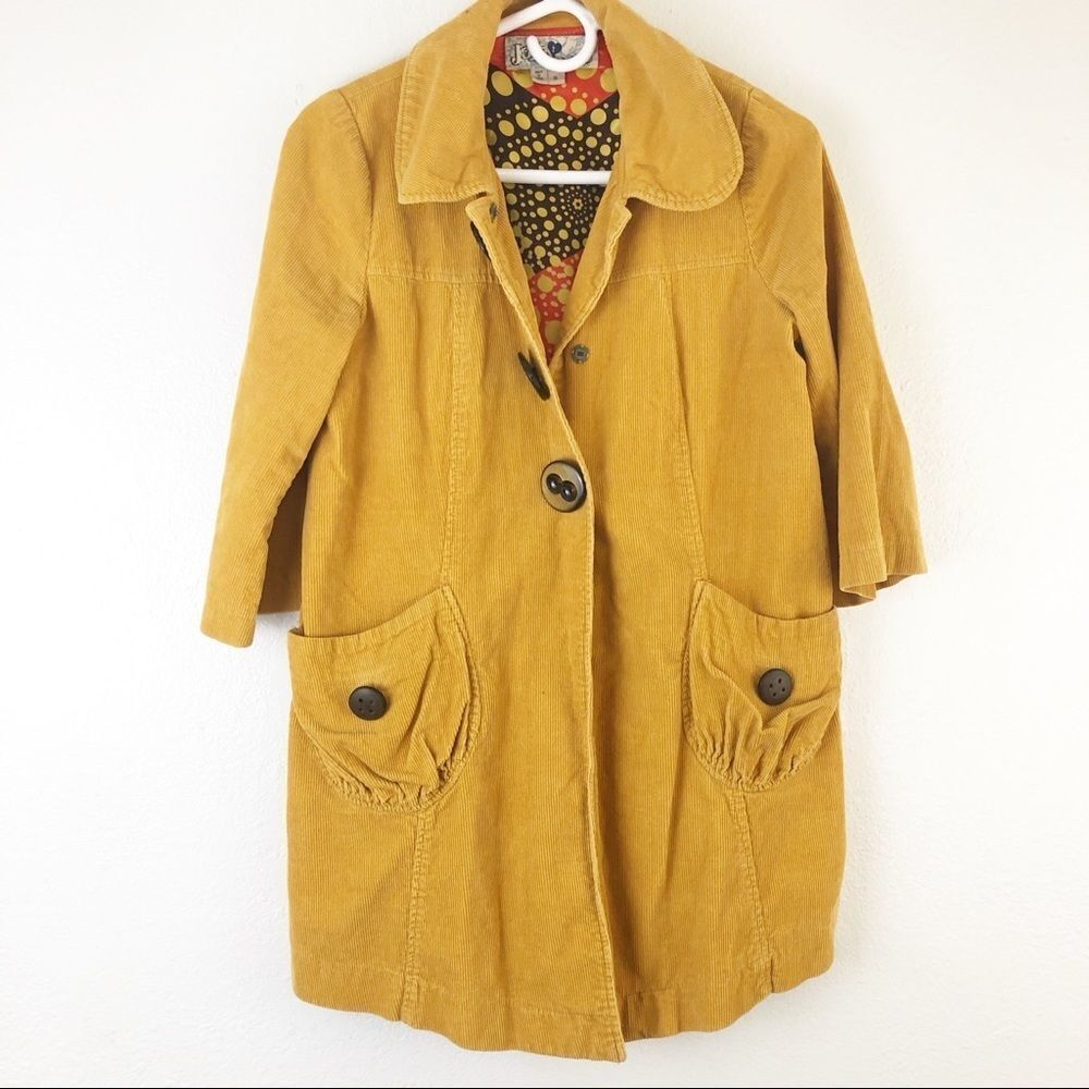 Joit Mustard Corduroy 3/4 sleeves long jacket S